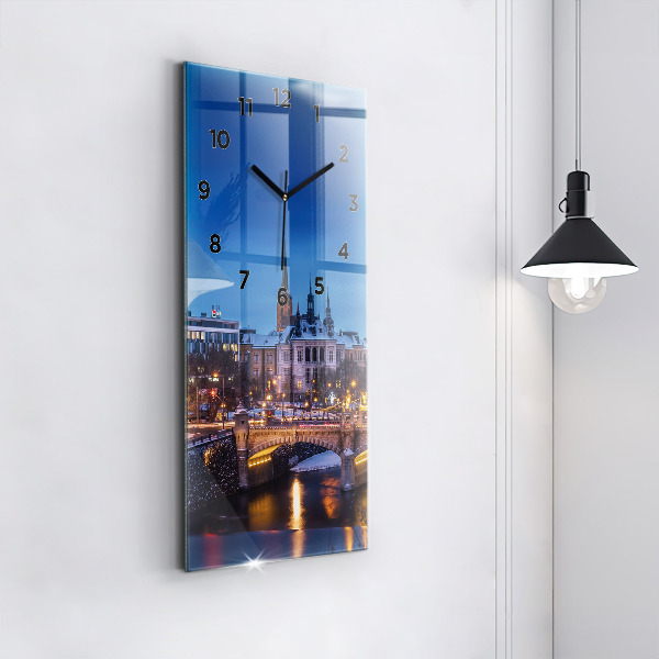 Vertical wall clock Panorama of the city of Pilsen