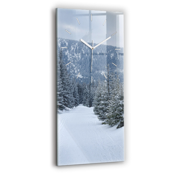 Vertical wall clock Czech Giant Mountains in winter