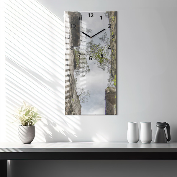 Vertical wall clock Rock city in the Czech Republic