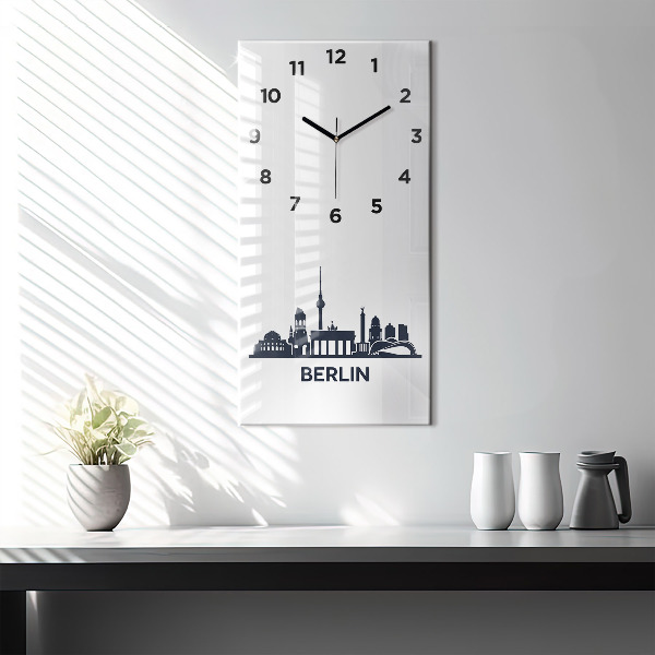 Vertical wall clock Berlin city illustration
