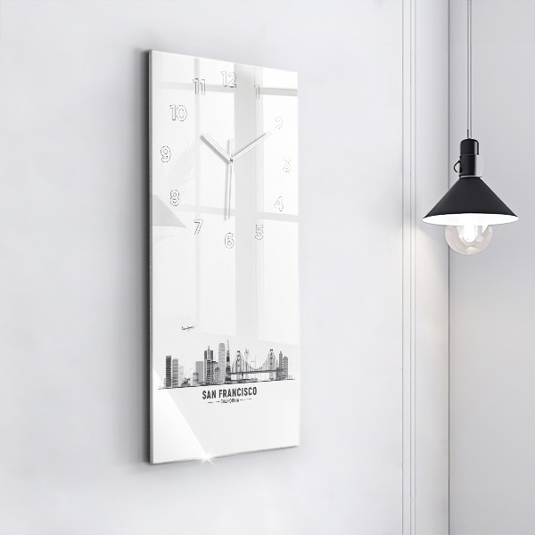 Vertical wall clock San Francisco Skyline