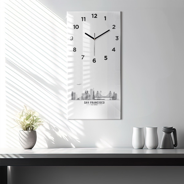 Vertical wall clock San Francisco Skyline