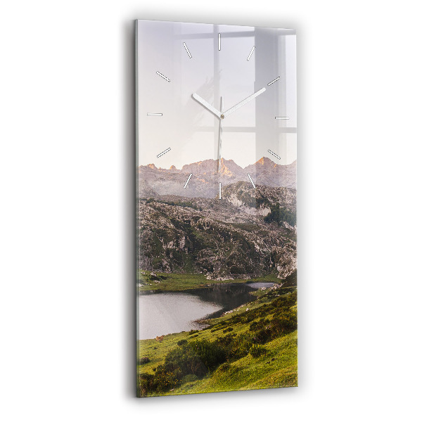 Vertical wall clock Lake and Pyrenees Mountains