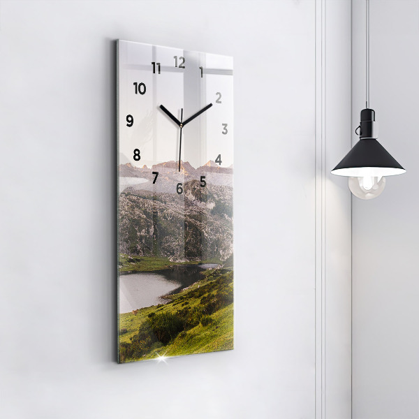 Vertical wall clock Lake and Pyrenees Mountains