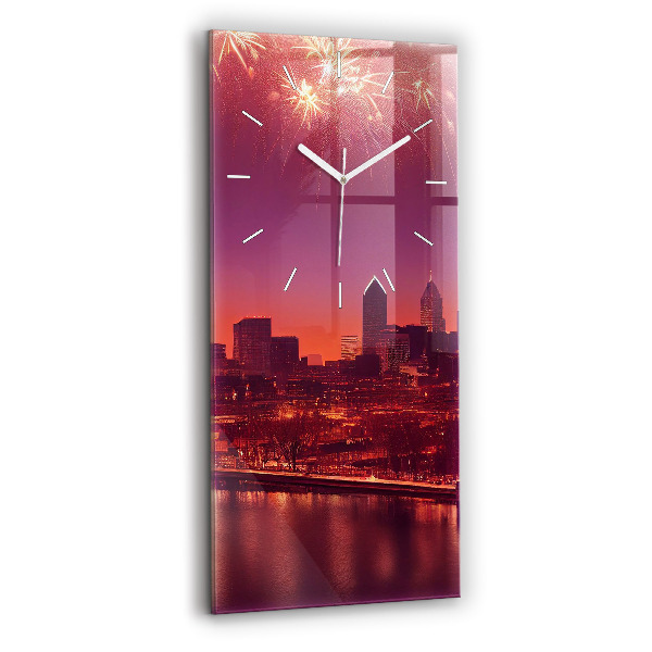 Vertical wall clock Philadelphia City at Night