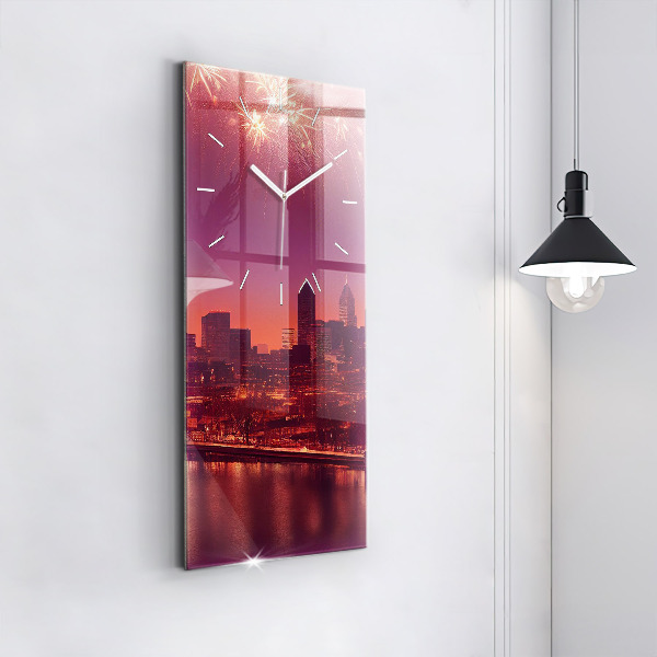 Vertical wall clock Philadelphia City at Night