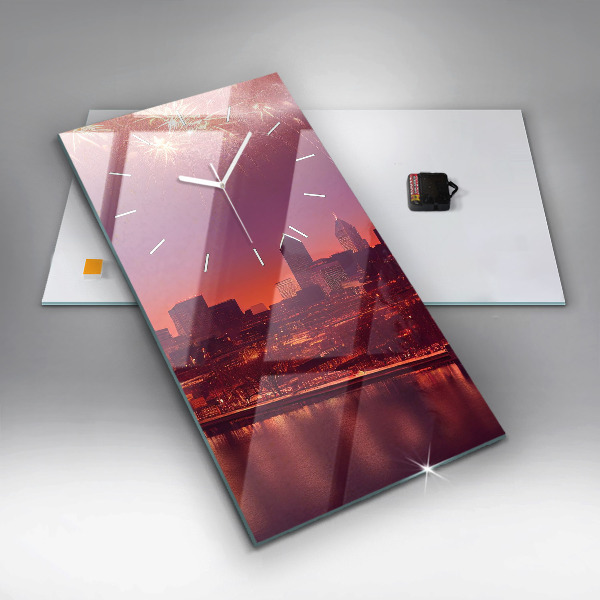 Vertical wall clock Philadelphia City at Night