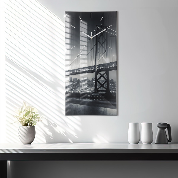 Vertical wall clock San Francisco Bridge at Night