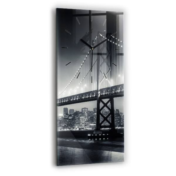 Vertical wall clock San Francisco Bridge at Night