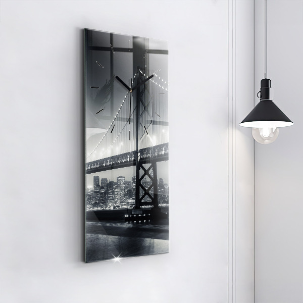 Vertical wall clock San Francisco Bridge at Night