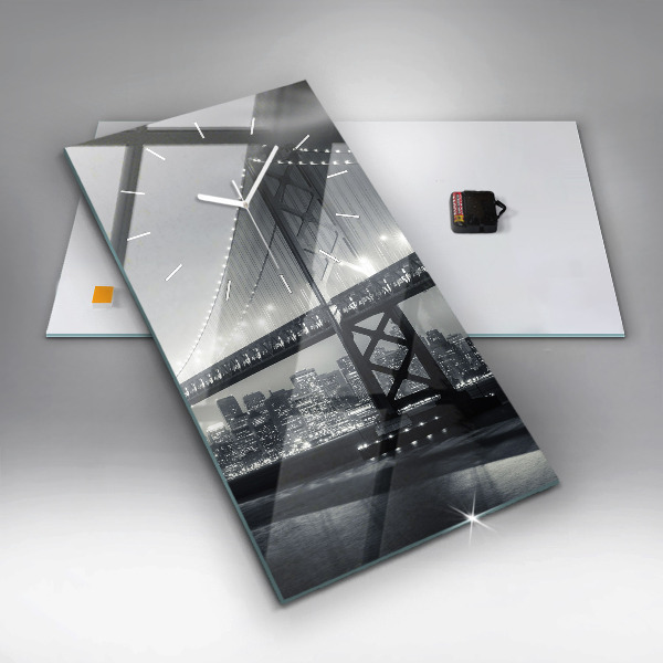 Vertical wall clock San Francisco Bridge at Night