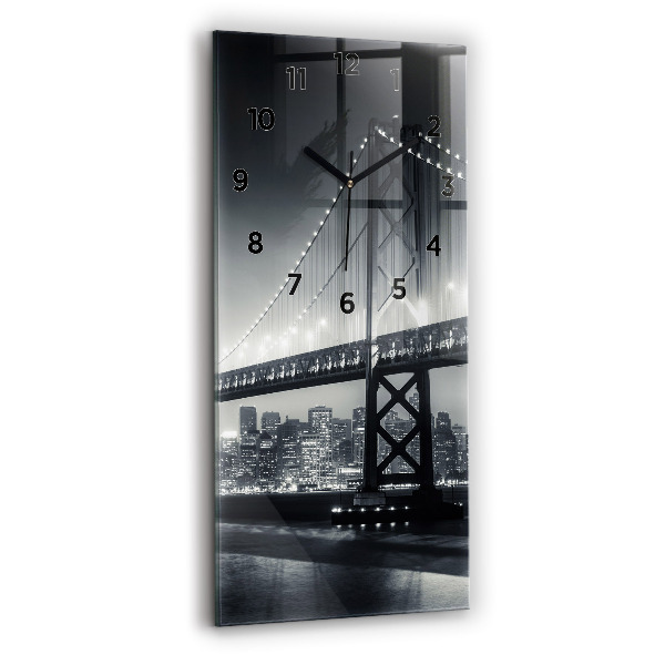Vertical wall clock San Francisco Bridge at Night