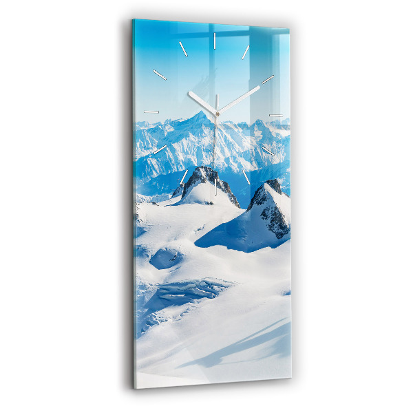 Vertical wall clock Skier in the Alps