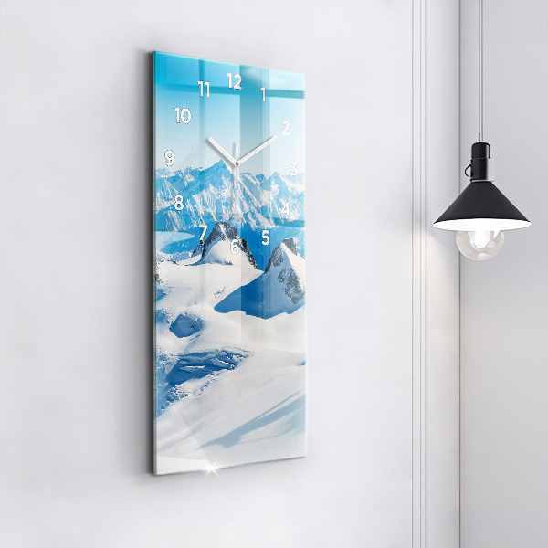 Vertical wall clock Skier in the Alps