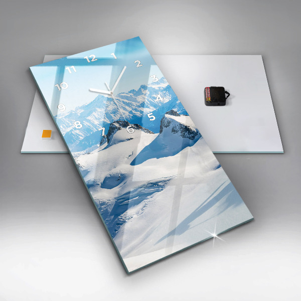 Vertical wall clock Skier in the Alps