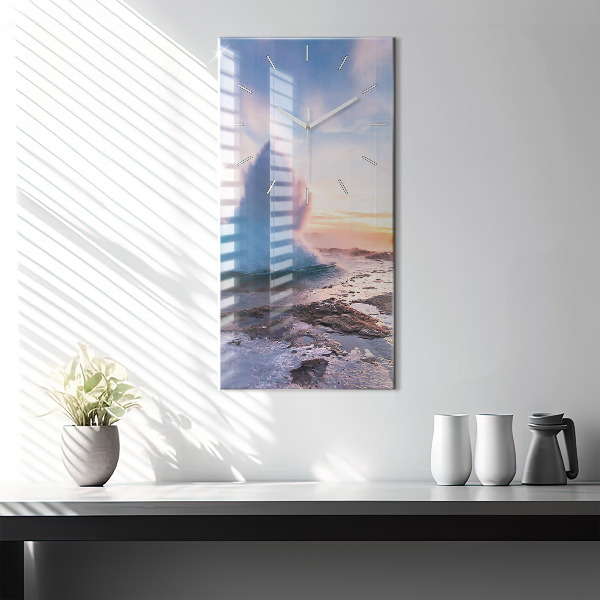 Vertical wall clock Geyser on the island of Iceland