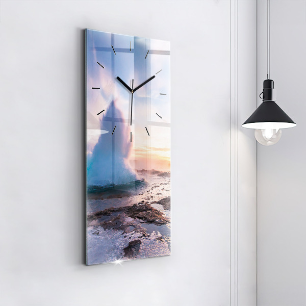 Vertical wall clock Geyser on the island of Iceland