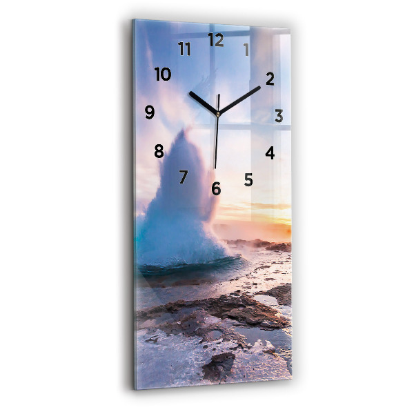 Vertical wall clock Geyser on the island of Iceland