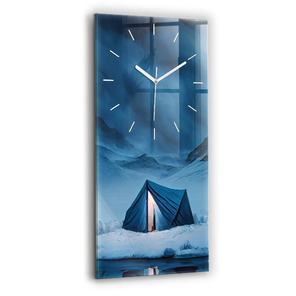 Vertical wall clock Tent in the mountains of Iceland