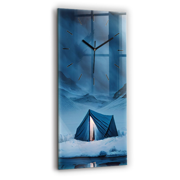 Vertical wall clock Tent in the mountains of Iceland