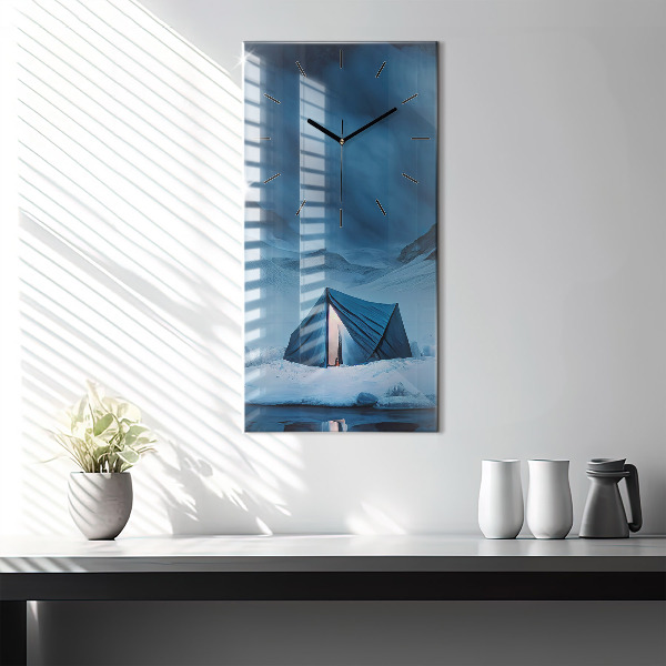 Vertical wall clock Tent in the mountains of Iceland