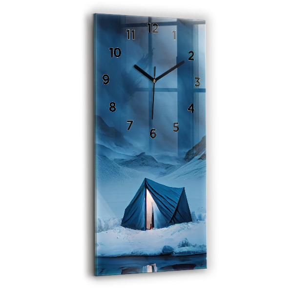 Vertical wall clock Tent in the mountains of Iceland