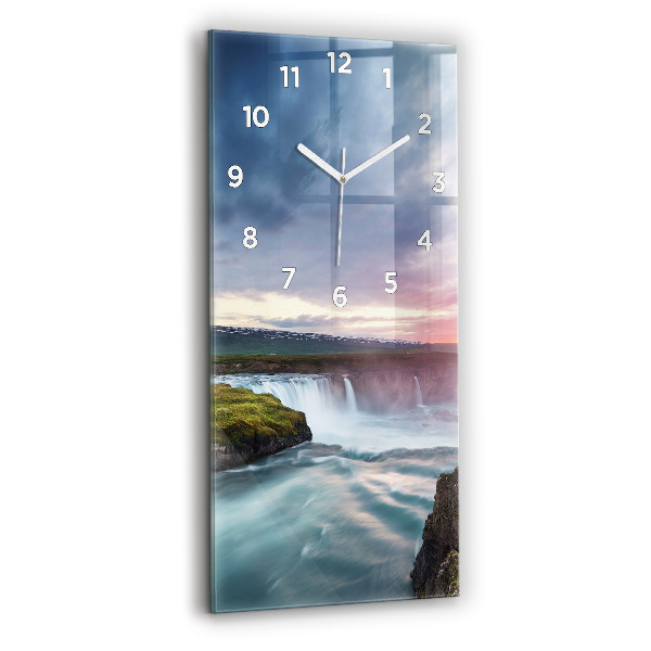 Vertical wall clock Landscape with a waterfall