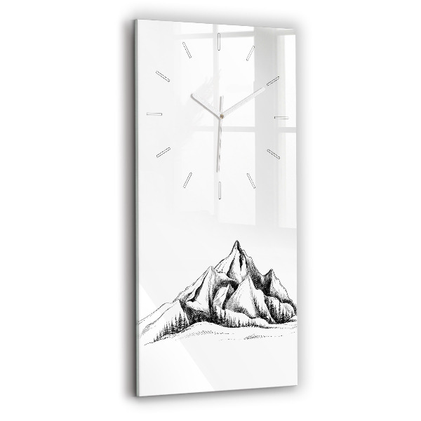 Vertical wall clock Drawn mountains