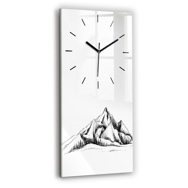 Vertical wall clock Drawn mountains