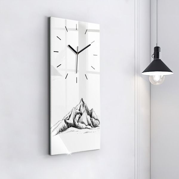 Vertical wall clock Drawn mountains