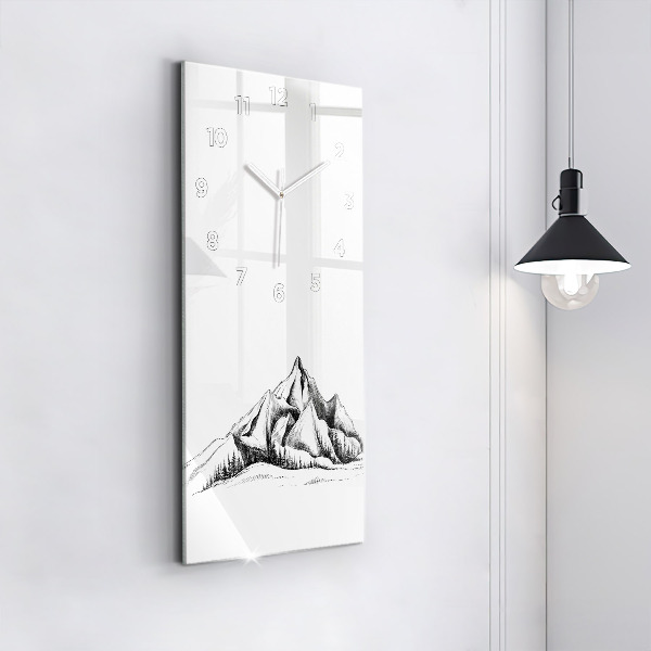 Vertical wall clock Drawn mountains
