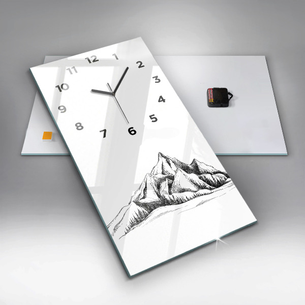 Vertical wall clock Drawn mountains