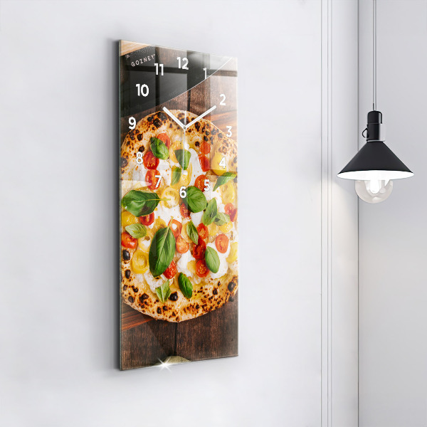 Vertical wall clock Italian pizza