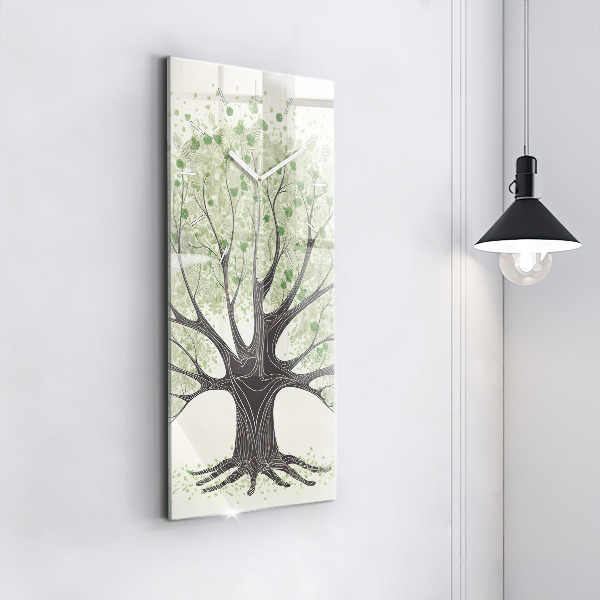 Vertical wall clock Big tree nature