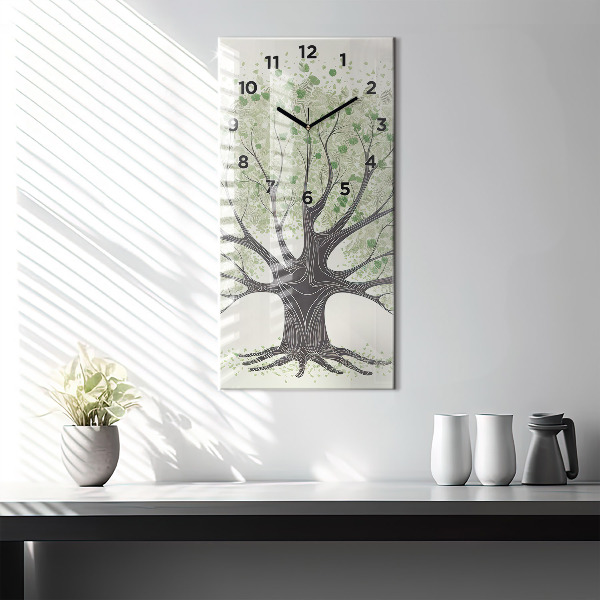 Vertical wall clock Big tree nature