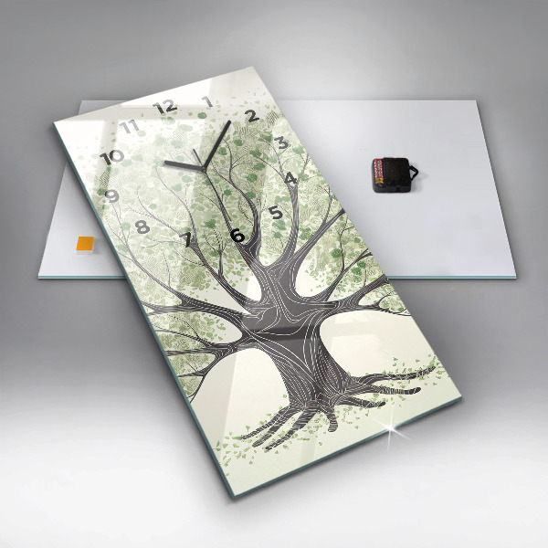Vertical wall clock Big tree nature