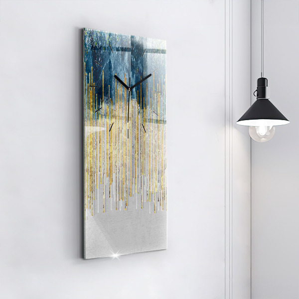 Vertical wall clock Decorative pattern and gold