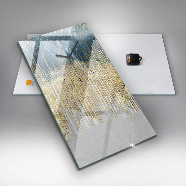 Vertical wall clock Decorative pattern and gold