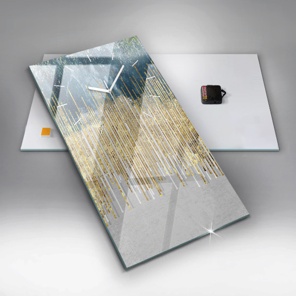 Vertical wall clock Decorative pattern and gold