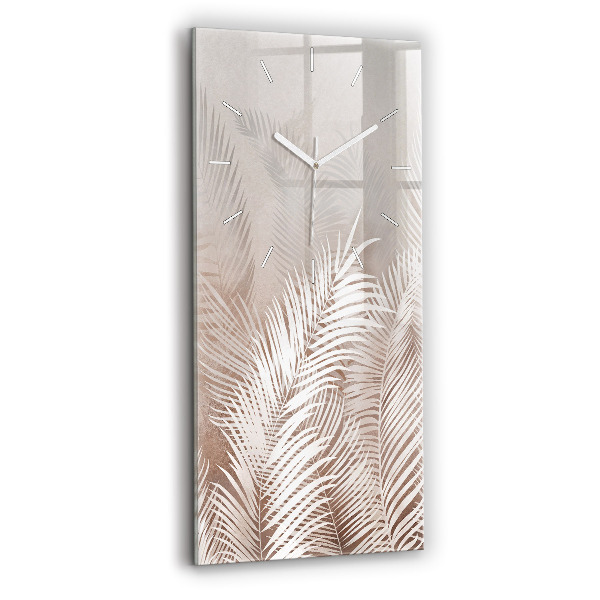 Vertical wall clock Tropical boho leaves