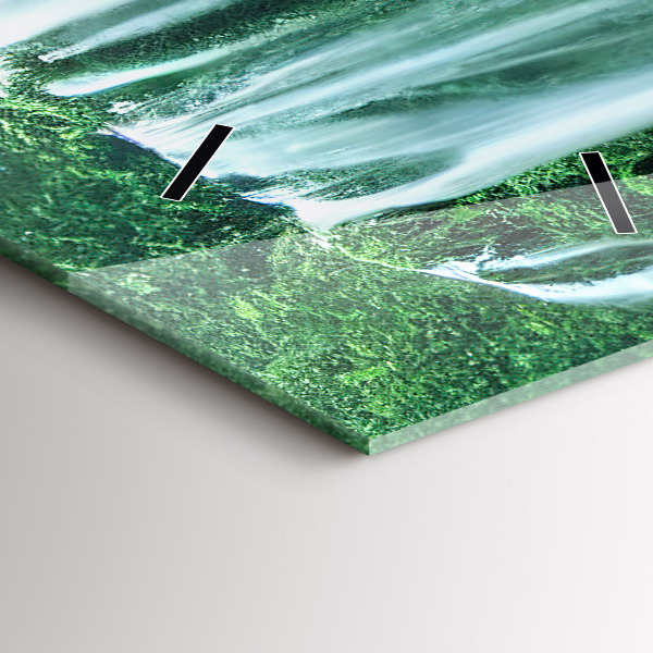 Vertical wall clock Waterfall among the moss