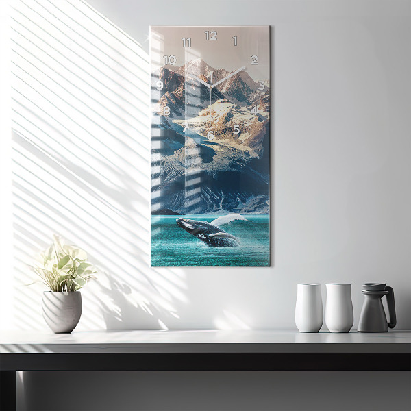 Vertical wall clock Whale water
