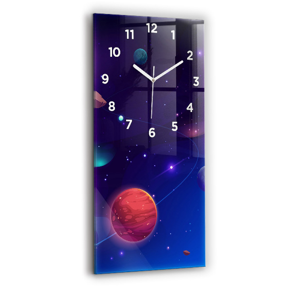 Vertical wall clock Planets galaxy