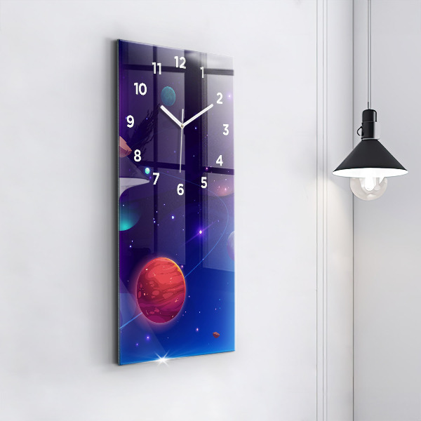 Vertical wall clock Planets galaxy