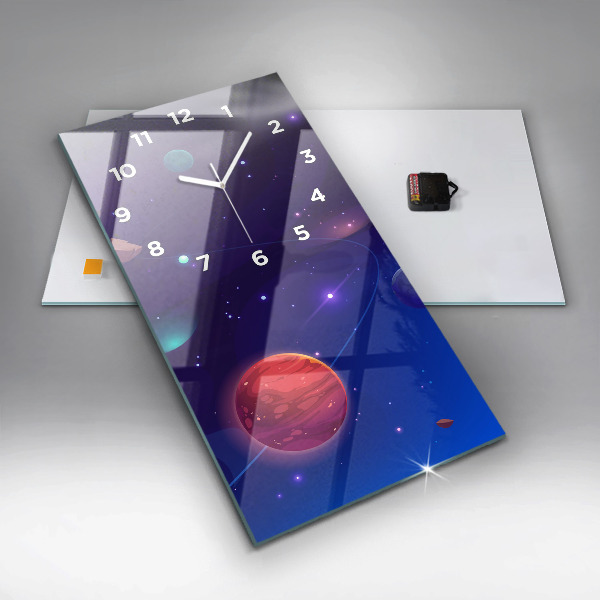 Vertical wall clock Planets galaxy