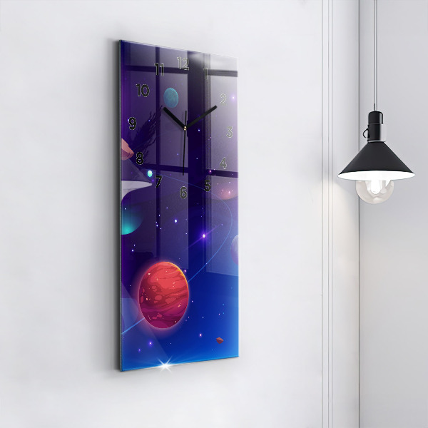 Vertical wall clock Planets galaxy