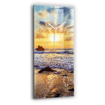 Vertical wall clock Sunset on the beach