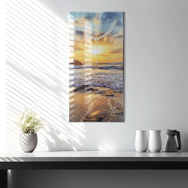 Vertical wall clock Sunset on the beach