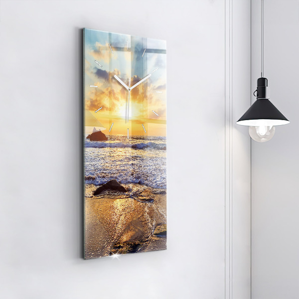 Vertical wall clock Sunset on the beach