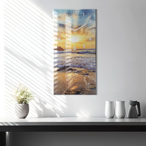 Vertical wall clock Sunset on the beach